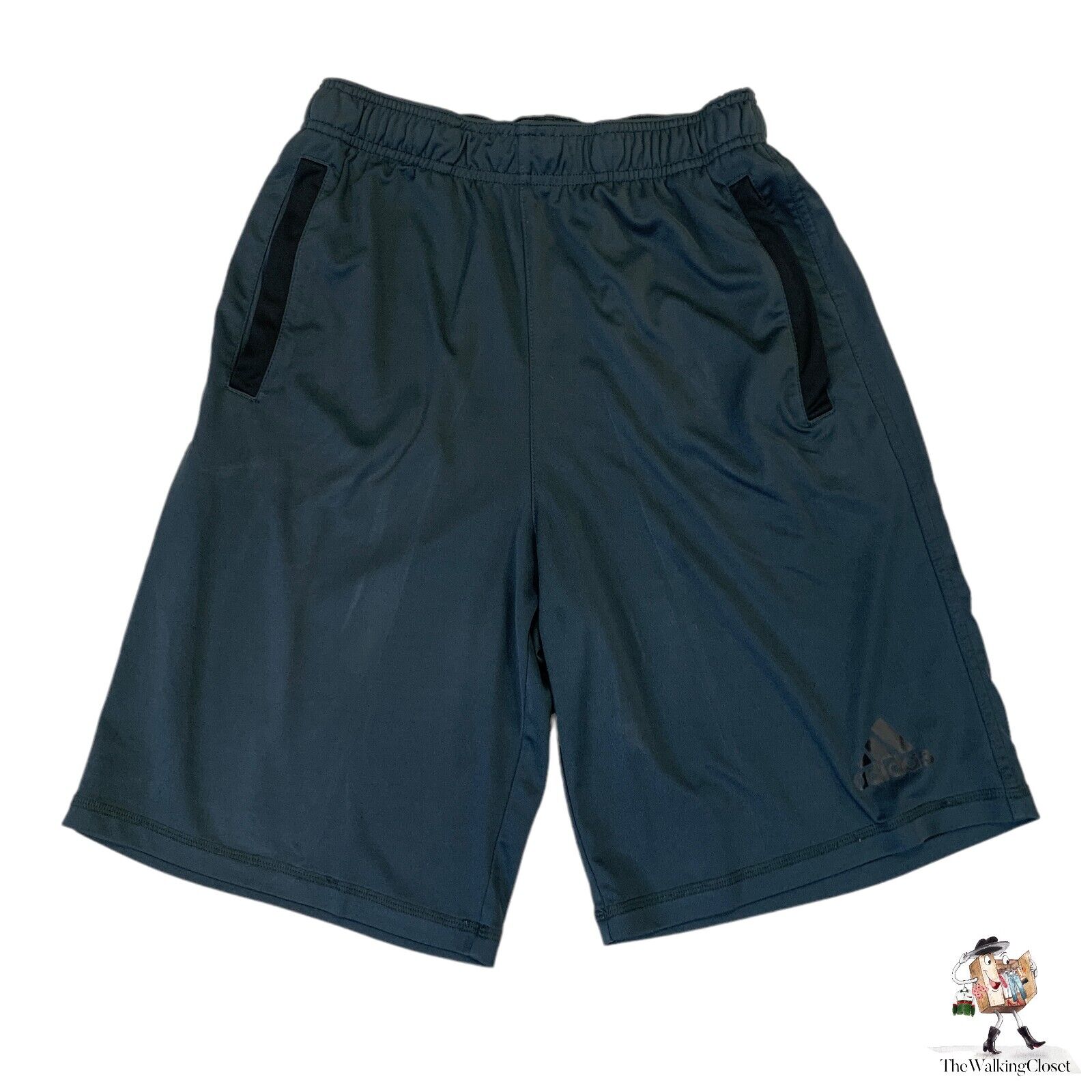 Adidas Climalite Shorts Mens S Small Black Elastic Waist Drawstring Tie Athletic